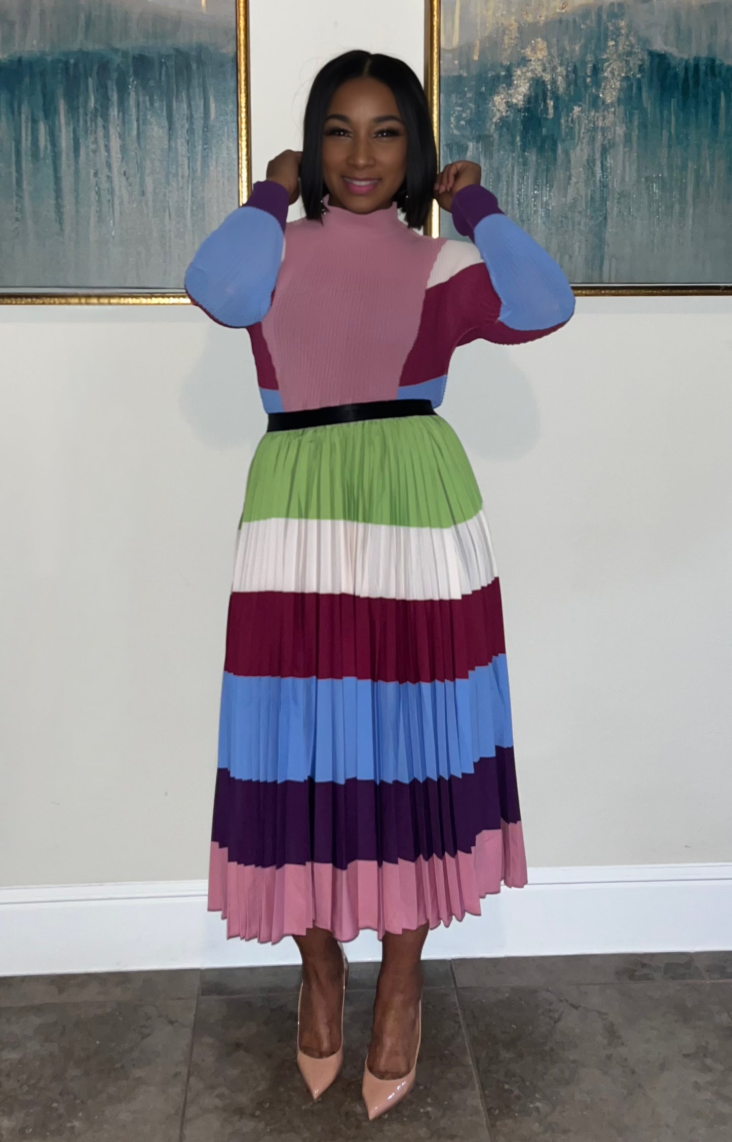 Color Block Skirt Set