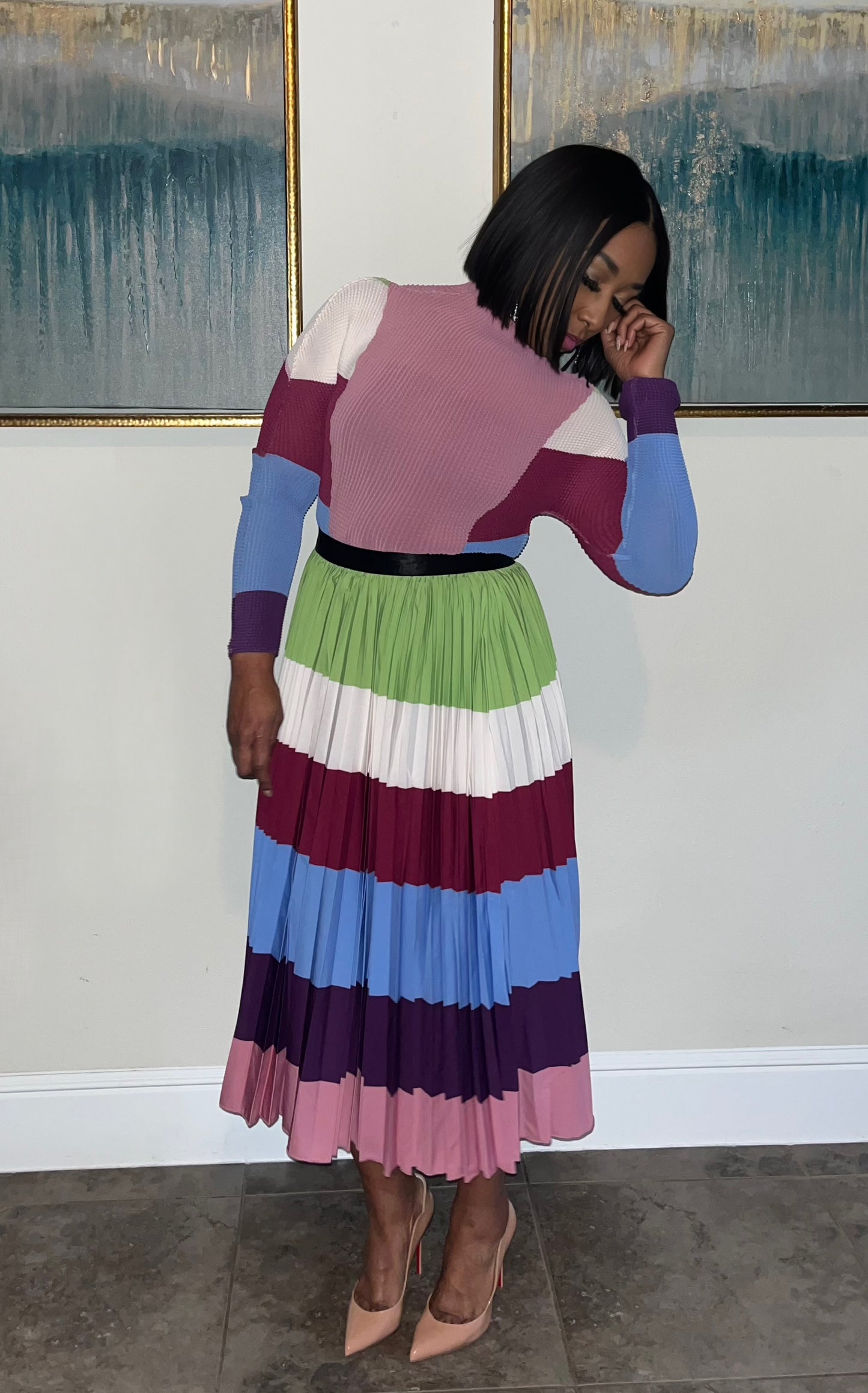 Color Block Skirt Set