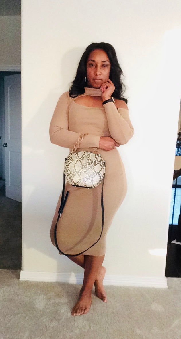 Peek Shoulder Pencil Dress