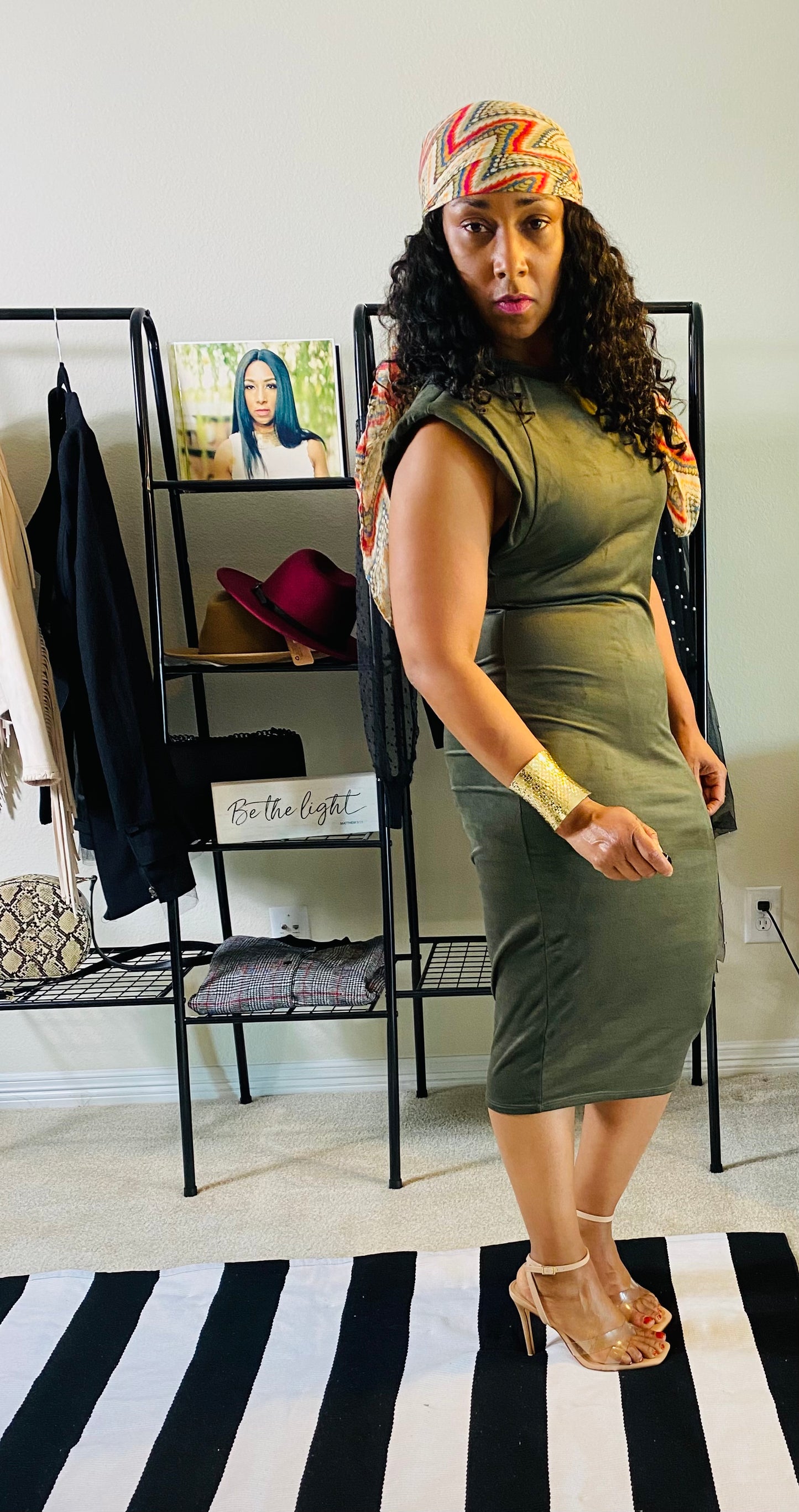 Faux suede midi dress