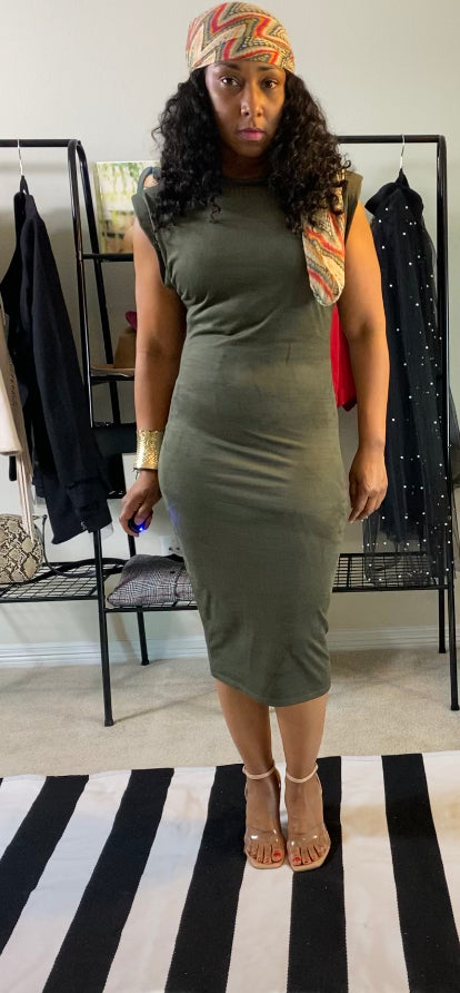 Faux suede midi dress