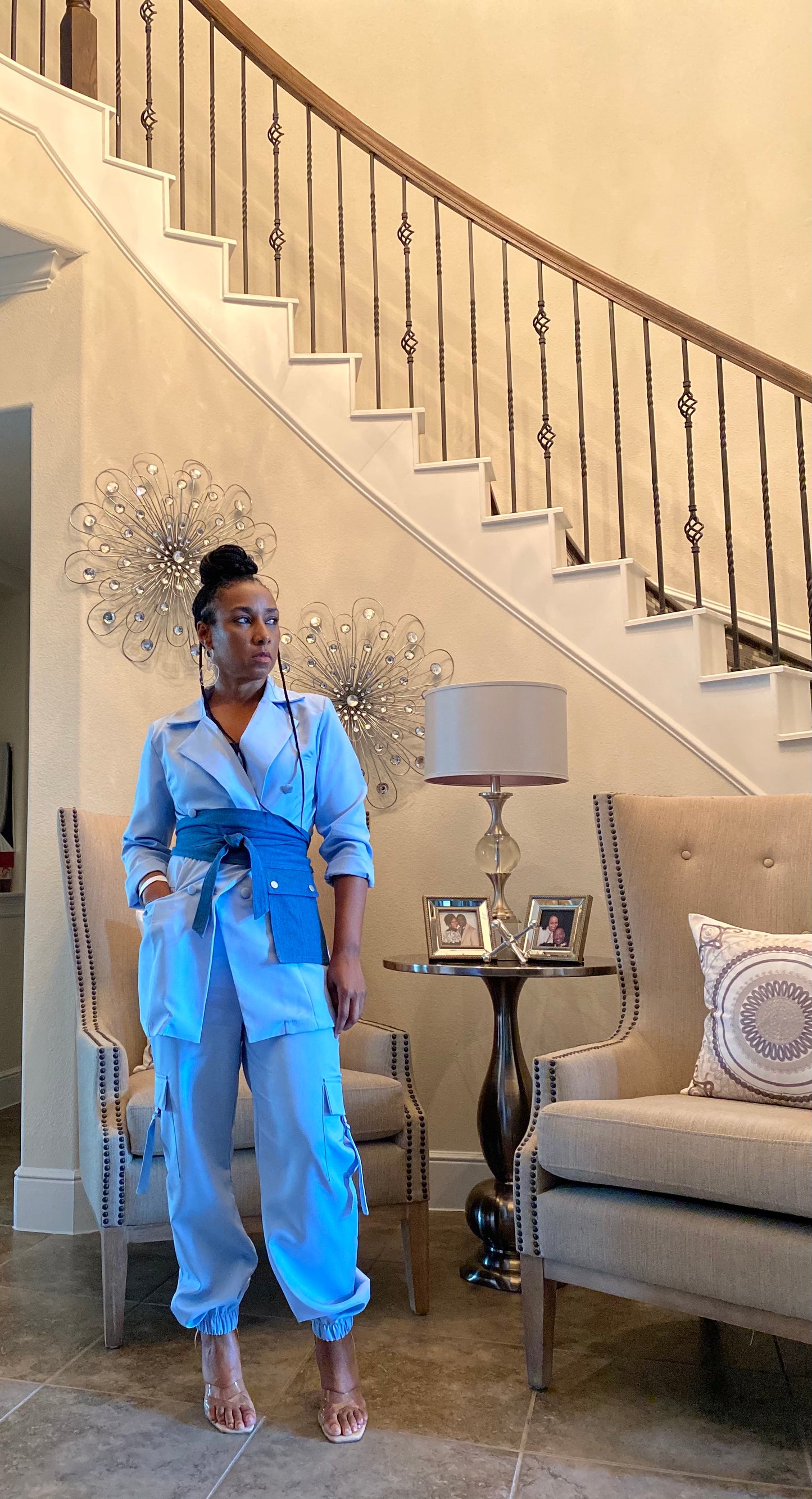 Solid Color Breasted Long Sleeve Suit Sets