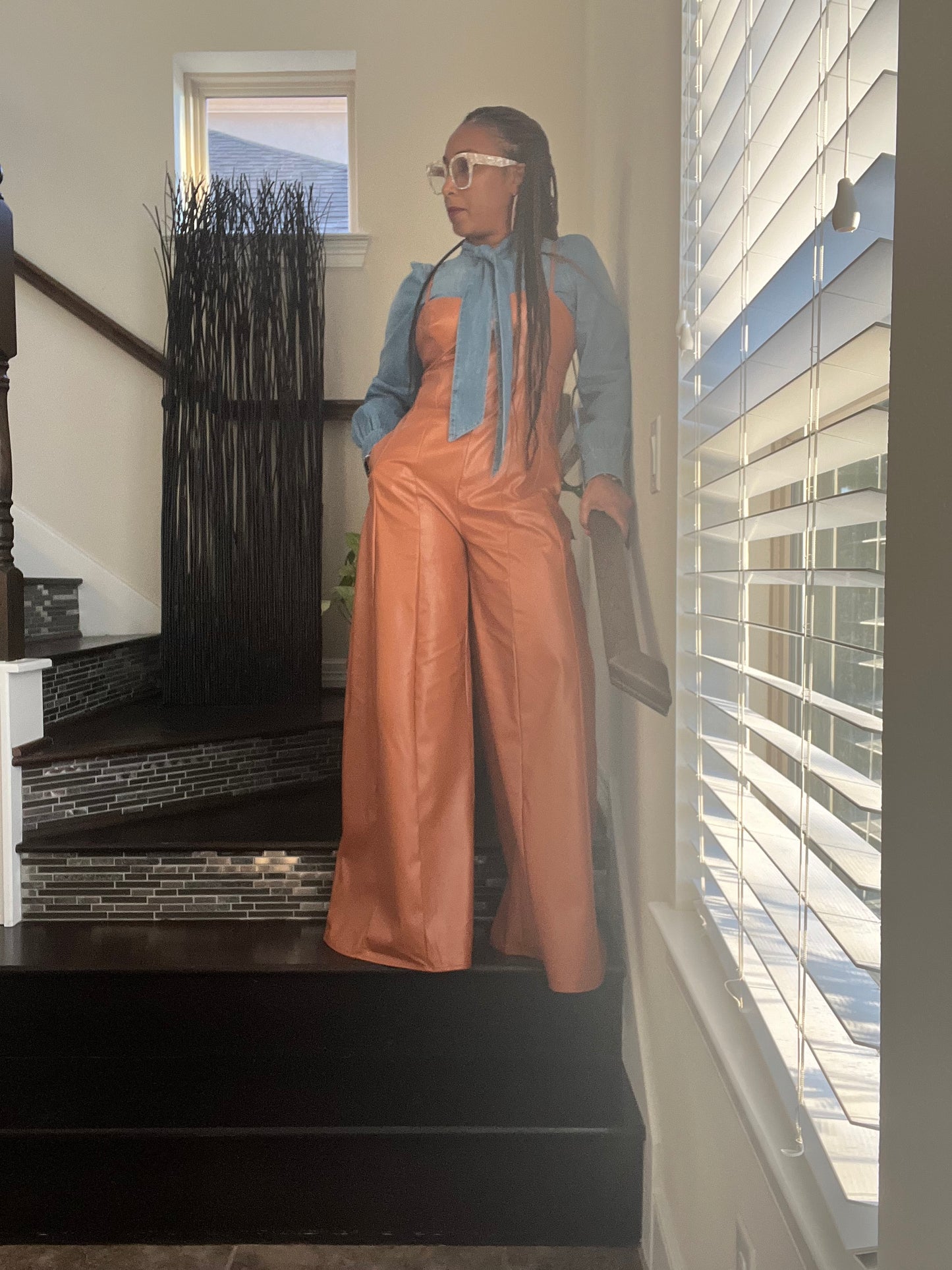 Faux Leather Jumpsuit