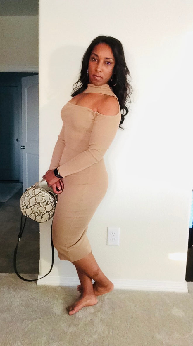 Peek Shoulder Pencil Dress